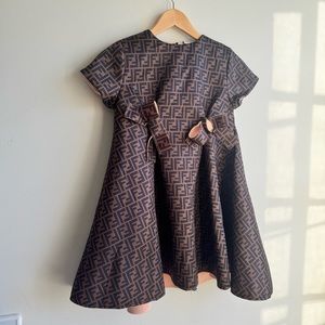 Fendi Neoprene Logo Bow Dress